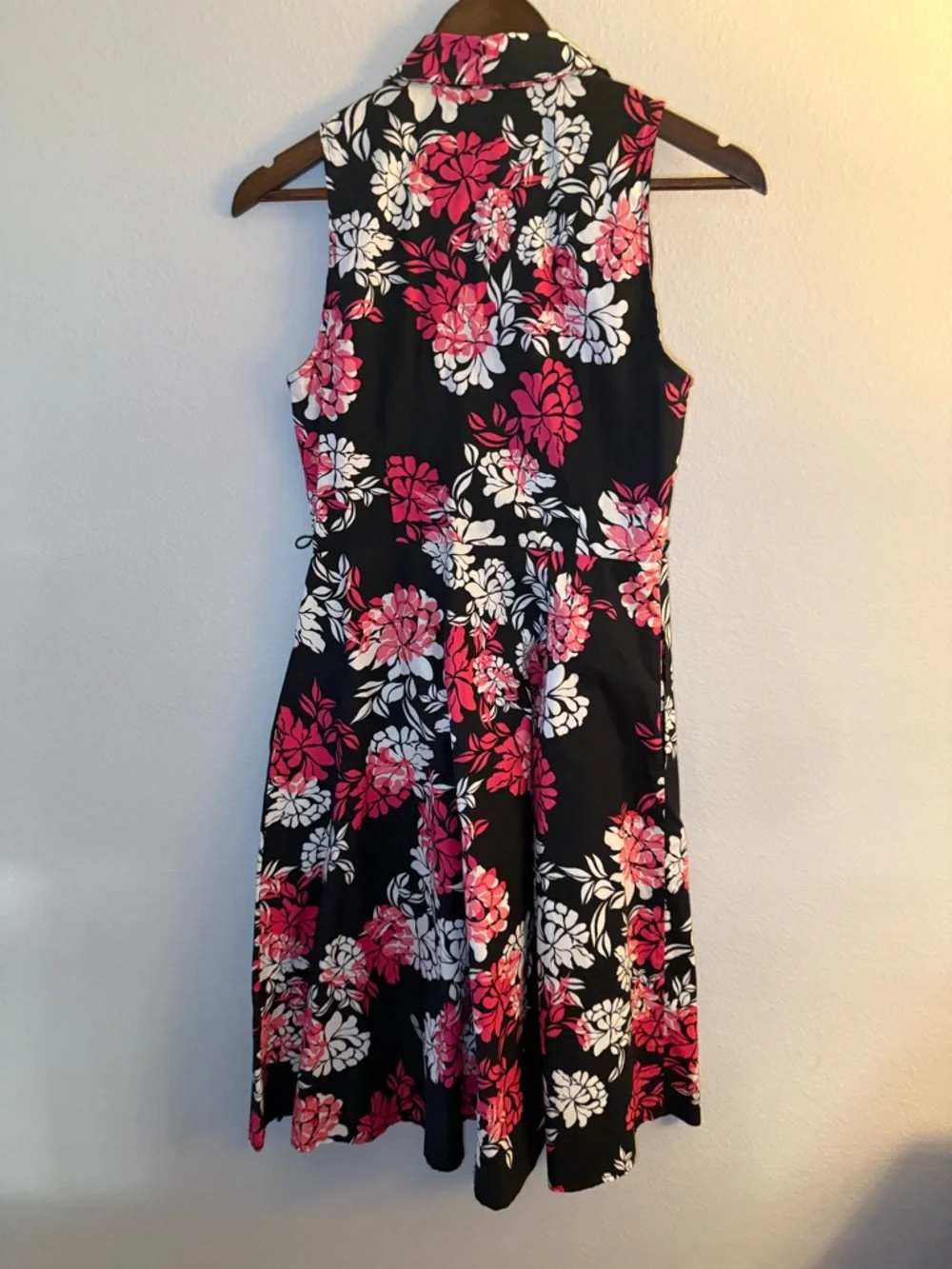 R&K Black Midi Dress with Pink & White Floral Print - Picture 2 of 5